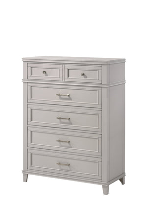 English Elm Gray 5 Drawer Chest Solid Wood+MDF | French Dovetail Drawers, Transitional Design, Custom Hardware B2699P236723
