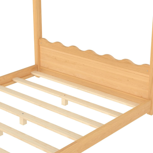 English Elm Twin House Frame Floor Bed Solid Pine Kids Room Montessori Low Profile Play Nook W1580P387841