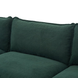 English Elm United We Win Modular Corduroy Sectional with Ottoman Low Profile Living Room Couch Emerald W1568S00257