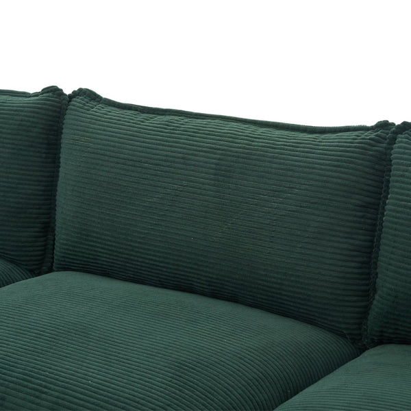 English Elm United We Win Modular Corduroy Sectional with Ottoman Low Profile Living Room Couch Emerald W1568S00257
