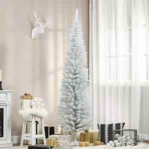 English Elm Homcom Slim Black Pencil Christmas Tree 6ft Artificial with 390 Branch Tips Unlit W2225P229788