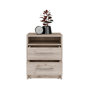 English Elm Eter Compact Nightstand with Two Smooth-Glide Drawers and Top Shelf for Smart Space Saving_x0008_ Gray 22.8 L x 18.9 W x 7.5 H B07091862