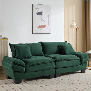 English Elm Corduroy Modern Sofa Sleeper Loveseat with Double-Layer Cushions, Two Pillows, Sturdy Frame 84" Green W676P227343
