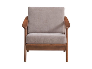 English Elm Lide Light Brown Fabric Accent Chair with Brown Wood Frame, Removable Cushion & 220lb Capacity B2726S00385