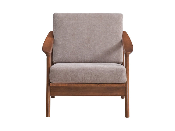 English Elm Lide Light Brown Fabric Accent Chair with Brown Wood Frame, Removable Cushion & 220lb Capacity B2726S00385