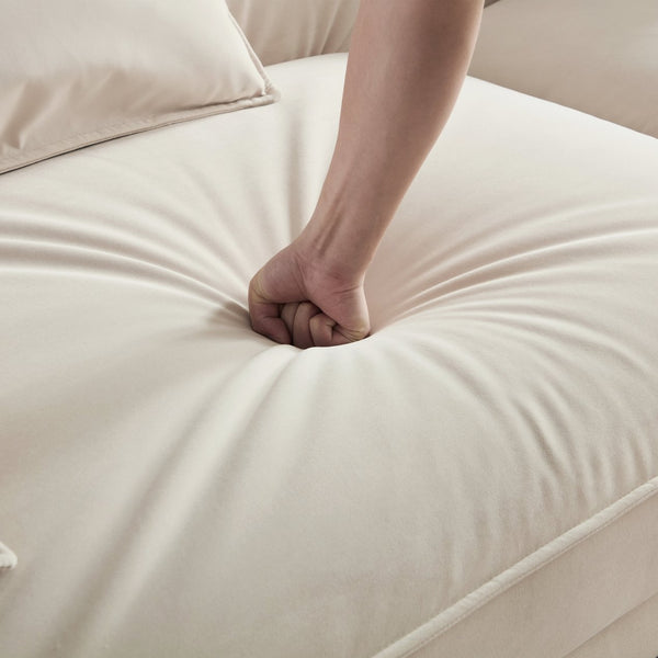 English Elm WKS16B Nordic Beige 3-Seater Sofa with Removable Flannel Covers, Solid Wood Frame, High-Rebound Sponge Comfort W2085S00054