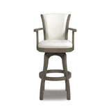 English Elm Williams 31In Swivel Bar Stool With Armrests, Natural White Linen