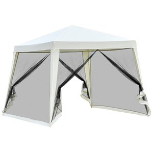 English Elm Outsunny 10x10 Slant Leg Canopy Tent with Mesh Walls Uv Polyester Outdoor Shade W2225P200893