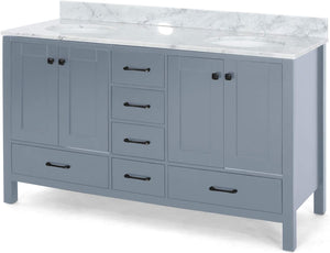 English Elm Christopher Knight Home® - 73'' Luxury Bathroom Vanity with Marble Top & Dual Ceramic Sinks, Freestanding 4-Door 3-Drawer Cabinet Grey N759S999017E