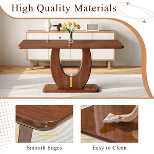 English Elm Modern Mdf Dining Table Seats Six with U-shaped Legs for Minimalist Interiors Wood W1151S04163