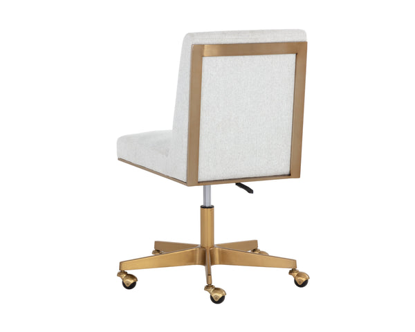 Sunpan Dean Office Chair - Modern Faux Leather Design with Stylish Stainless Steel Base for Effortless Elegance Brushed Brass / Ernst Silverstone