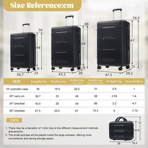 English Elm 6 Piece Hardshell Abs Travel Set with Spinner Wheels Combination Lock and Toiletry Bag N732P391465B