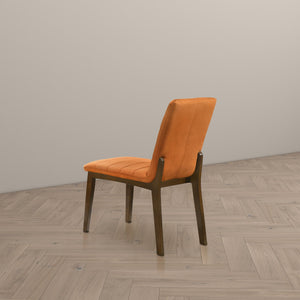 English Elm Ashcroft Furniture - Ines Mid-Century Burnt Orange Velvet Dining Chairs Set of 2 with Walnut Solid Wood Base, Plush Comfort B183P232024