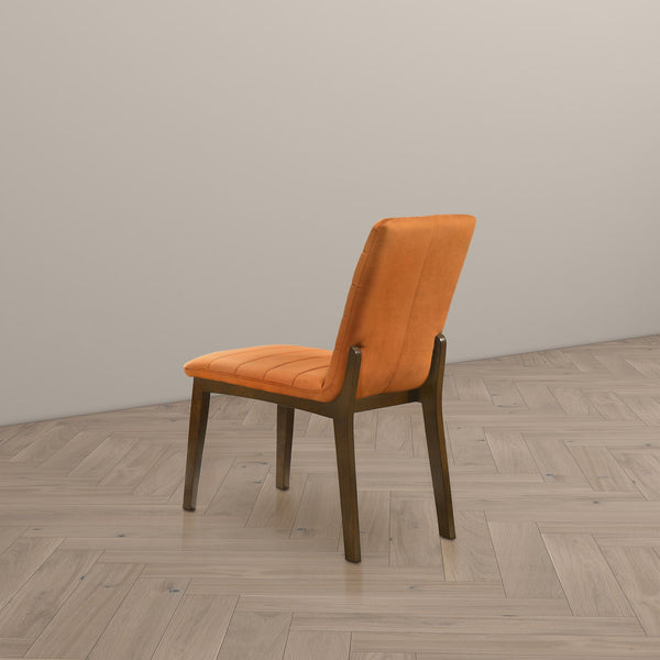 English Elm Ashcroft Furniture - Ines Mid-Century Burnt Orange Velvet Dining Chairs Set of 2 with Walnut Solid Wood Base, Plush Comfort B183P232024