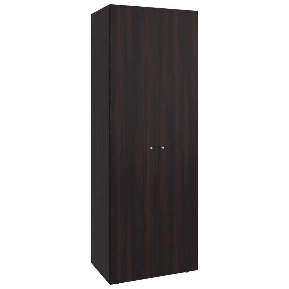 English Elm Home 2 Door Closet System Stained Walnut - Compact 66.9" H Freestanding Wardrobe with 4 Fixed Shelves for Organized Bedrooms, Laundry, Utility B070P351125