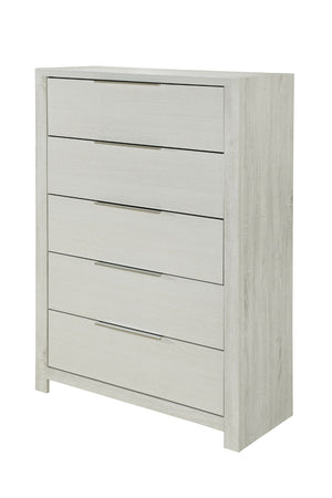 English Elm Jehoram Five Drawer Chest Neutral Beige Rubberwood Build for Bedroom Storage B2756P506264
