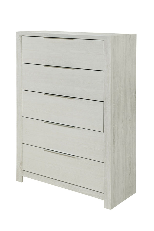 English Elm Jehoram Five Drawer Chest Neutral Beige Rubberwood Build for Bedroom Storage B2756P506264