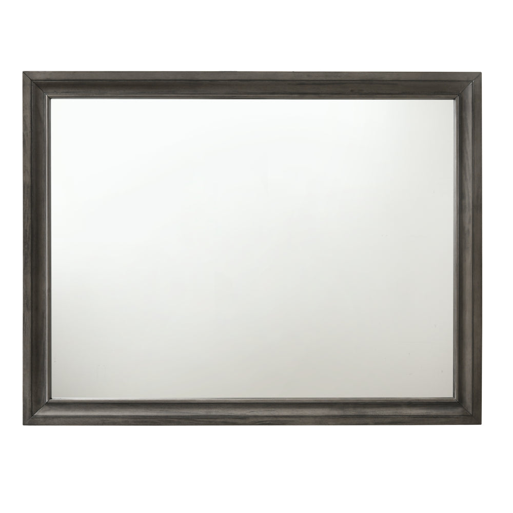 English Elm Naima Gray Finish Mirror — Sleek Non-Beveled Modern Wall Mirror, Clear Reflective Surface for Rooms B2726P261248