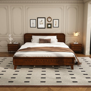 English Elm Christopher Knight Home® - Pine Queen Size Bed In Dark Walnut, Solid Pine Frame With No Box Spring, Classic Comfort & Style N770P291028W_N770P291029W