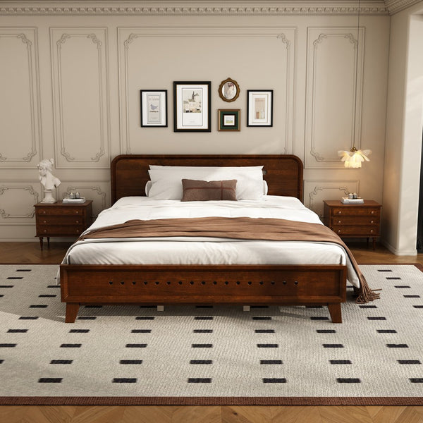 English Elm Christopher Knight Home® - Pine Queen Size Bed In Dark Walnut, Solid Pine Frame With No Box Spring, Classic Comfort & Style N770P291028W_N770P291029W