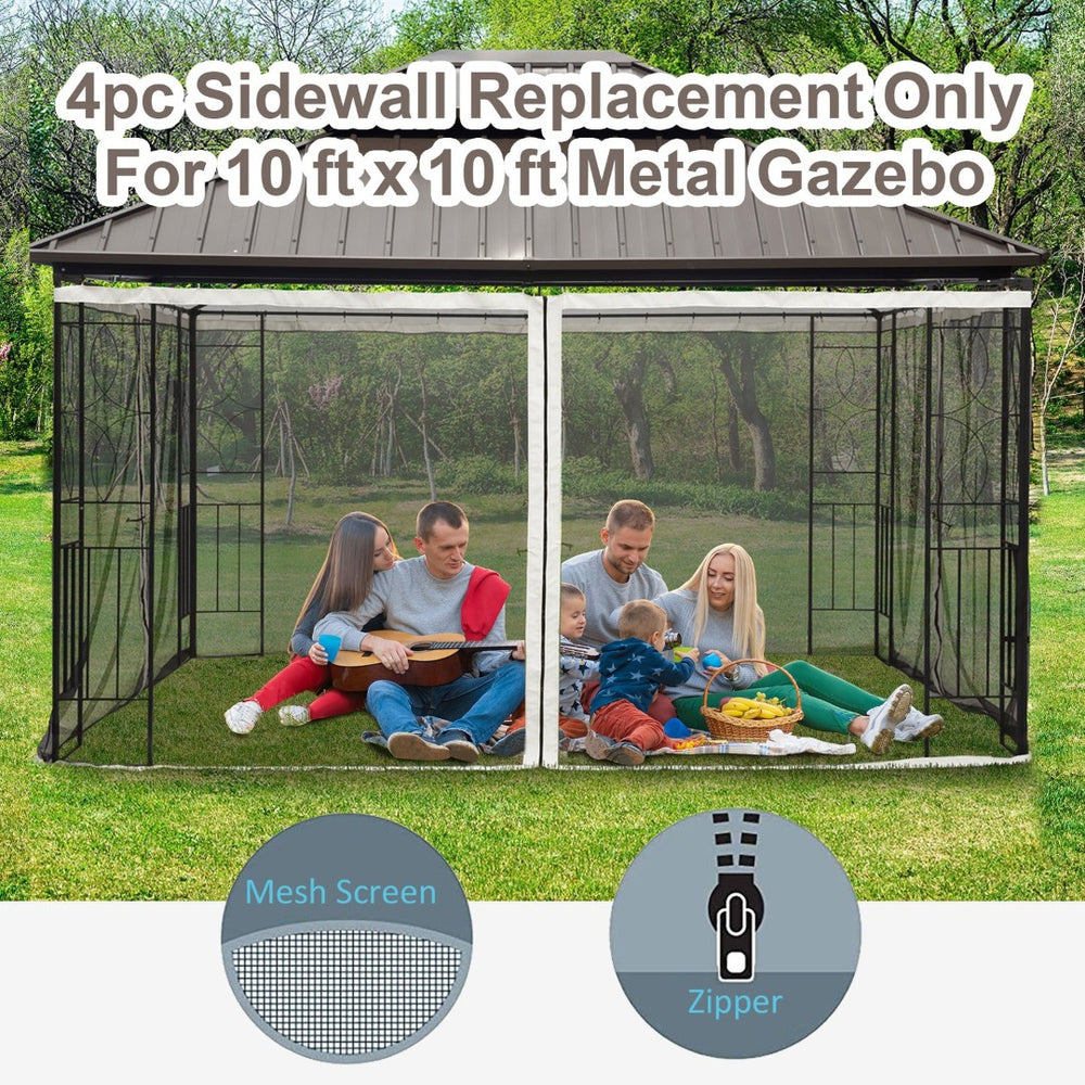 English Elm Outsunny Gazebo Mesh Sidewall Netting Four Zip Panels Bug Screen Patio Canopy W2225P200840
