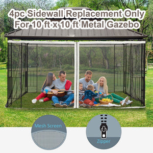 English Elm Outsunny Gazebo Mesh Sidewall Netting Four Zip Panels Bug Screen Patio Canopy W2225P200840