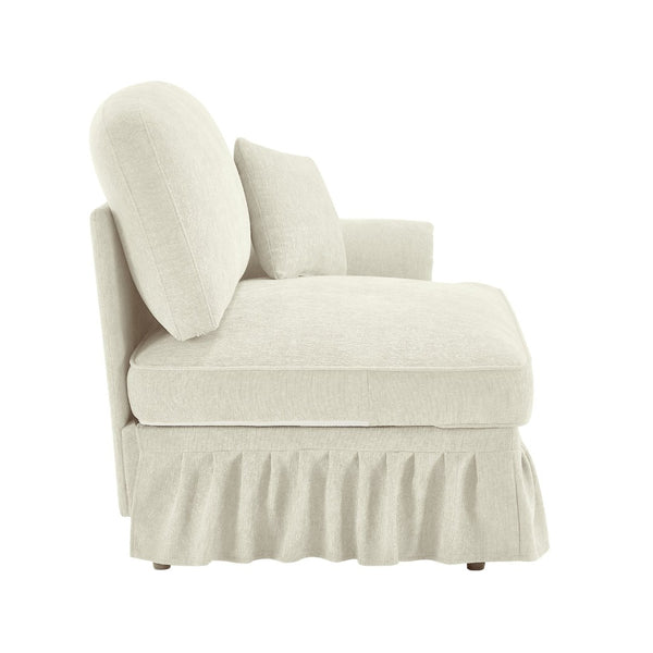 English Elm Sofa Chenille Sectional with Sculptural Curved Arms and Detachable Ruffle Skirt Modular W3041P332567