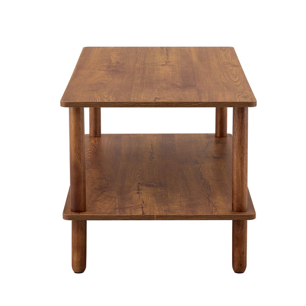 English Elm Modern 2-Tier Coffee Table with Open Shelf, Solid Wood + MDF, Rounded Legs, Durable Farmhouse Style Walnut W3226P279108