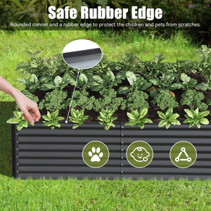 English Elm 6x3x2ft Galvanized Raised Garden Bed with Rust-Resistant Steel, Open Base, Support Rods & Safe Edges Gray W1859P197935
