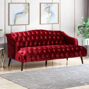 Christopher Knight Home® - Noble House - Adelia Modern Glam Tufted Velvet 3 Seater Sofa