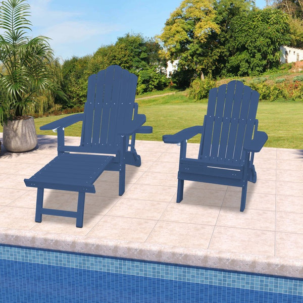 English Elm Adirondack Outdoor Patio Chair Polystyrene Wood Grain Finish with Retractable Footrest T3609P482843