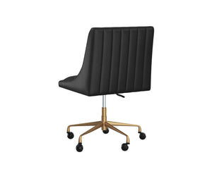 Sunpan Halden Office Chair - Urban Design with Bold Stitching and Rustic Bronze Base for Modern Workspaces Vintage Black