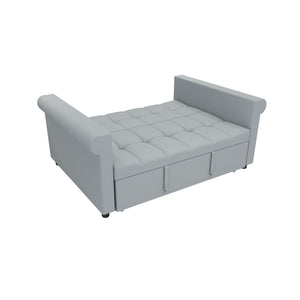 English Elm 2-SEATER Velvet Loveseat Sleeper Sofa Bed Gray - Compact Pull-Out Couch with Side Pocket, 6-Angle Backrest W1867P315755