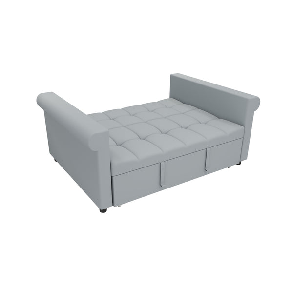 English Elm 2-SEATER Velvet Loveseat Sleeper Sofa Bed Gray - Compact Pull-Out Couch with Side Pocket, 6-Angle Backrest W1867P315755