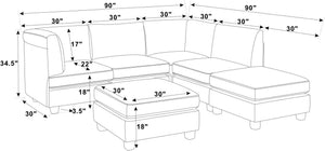 English Elm Faux Leather Modular Sectional Sofa Flexible Pu Upholstered Living Room Seating Dark Gray B2748S00182