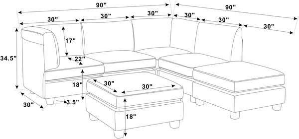 English Elm Faux Leather Modular Sectional Sofa Flexible Pu Upholstered Living Room Seating Dark Gray B2748S00182