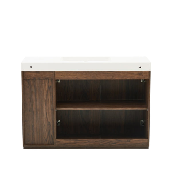 English Elm Grace Floating Walnut Vanity with Solid Surface Sink and Soft Close Storage Drawers Walnut Brown W1865S00224