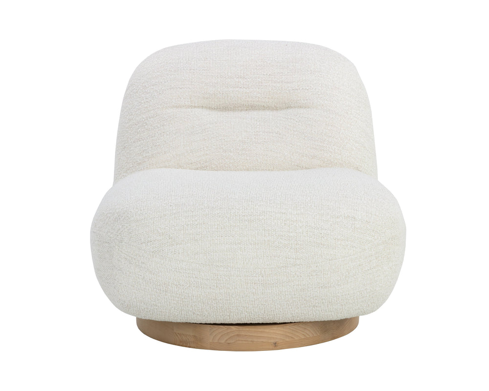 Sunpan Franze Swivel Lounge Chair - Stylish Comfort with Durable Performance Fabric and Blonde Ash Base Merino Pearl