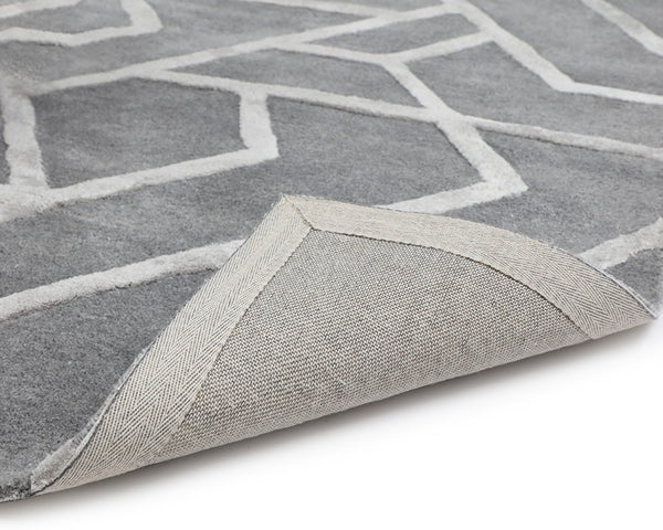 Sunpan ZIZI Hand-Tufted Grey Rug - 9' x 12' Soft Wool-Blend with Modern Pattern for Stylish Living Spaces 108741