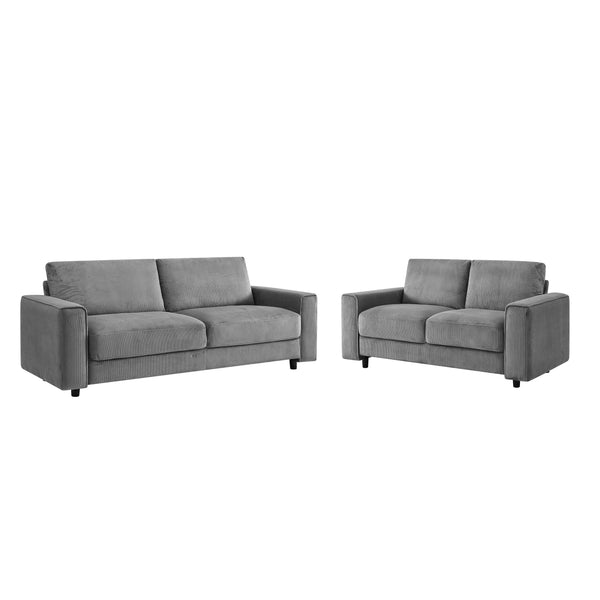 English Elm Modern Minimalist Corduroy Sectional Sofa Set – Elegant Grey Comfort For Stylish Living Spaces B347S00009
