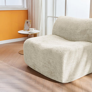 English Elm Ultra-Comfortable Velvet Compressed Foam Sofa Chair with Ottoman and Pillow — Space-Saving Lounge Solution Beige W1765P342022