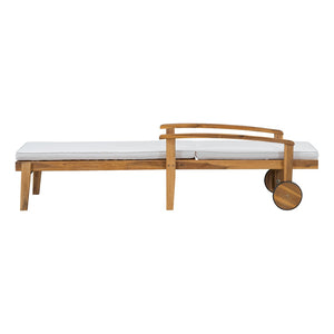 English Elm Jason Outdoor Acacia Wood Chaise Lounge with Adjustable Recline and Slat Design Teak+ Beige N769P363844N