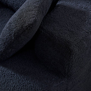English Elm 55"l Teddy Fleece Round Chaise Chair Plush Foam Seating for Modern Living Rooms Black W1669P368466