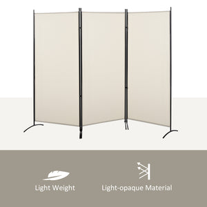 English Elm HOMCOM 6' 3-Panel Room Divider Folding Privacy Screen, Beige Polyester, Metal Frame, Portable Elegant Room Partition 99.5" x 71.75" W2225P173944