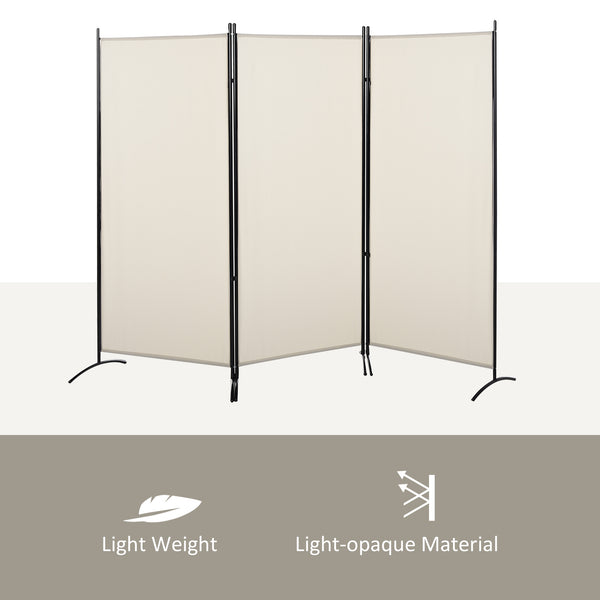 English Elm HOMCOM 6' 3-Panel Room Divider Folding Privacy Screen, Beige Polyester, Metal Frame, Portable Elegant Room Partition 99.5" x 71.75" W2225P173944