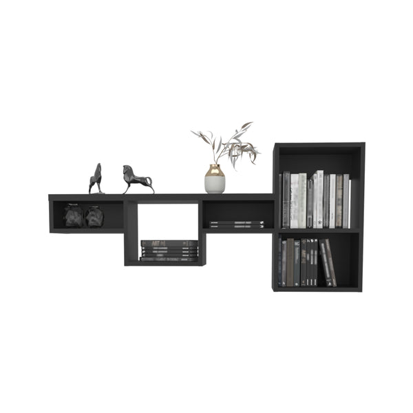 English Elm Shelf Engineered Wood 7-Tier Organizer 22" H x 47.2" W Slim Profile for Books, Office & Decor Black 36.61 L x 11.02 W x 4.33 H B097P250906