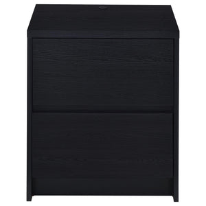 English Elm Geary Black 2-Drawer Nightstand with LED Light, Dual Outlet USB-A & USB-C Charging, Compact Wood- Grain B062P375557