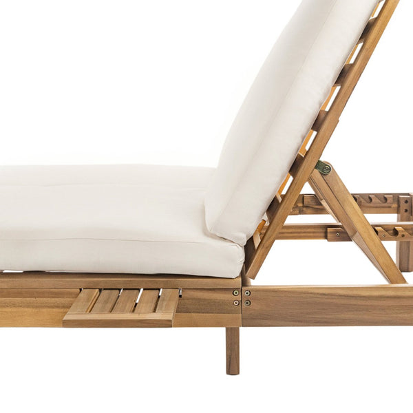 English Elm Trexm Acacia Wood Double Chaise Lounge Outdoor Two Person Resort Poolside Lounger N715P241220D