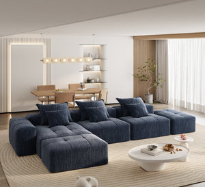 English Elm Modern Oversized Modular Sectional Sofa In Sparkling Chenille - Customizable 6-Piece Design & Pillows W1885S00075