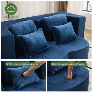 English Elm Queen Foldable Sofa Bed with Plush Chenille Cover, High-Density Foam Convertible Futon for Living Room Guest Room Bedroom Blue W1829P348211